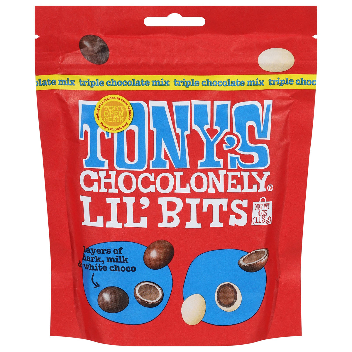 Tony's Chocolonely Lil' Bits Triple Chocolate, 4 oz (Case of 8)