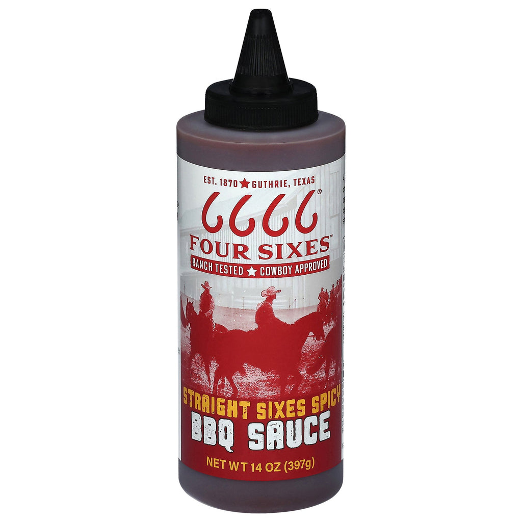 Four Sixes Straight Sixes Spicy BBQ Sauce, 14 fl oz (Case of 6)