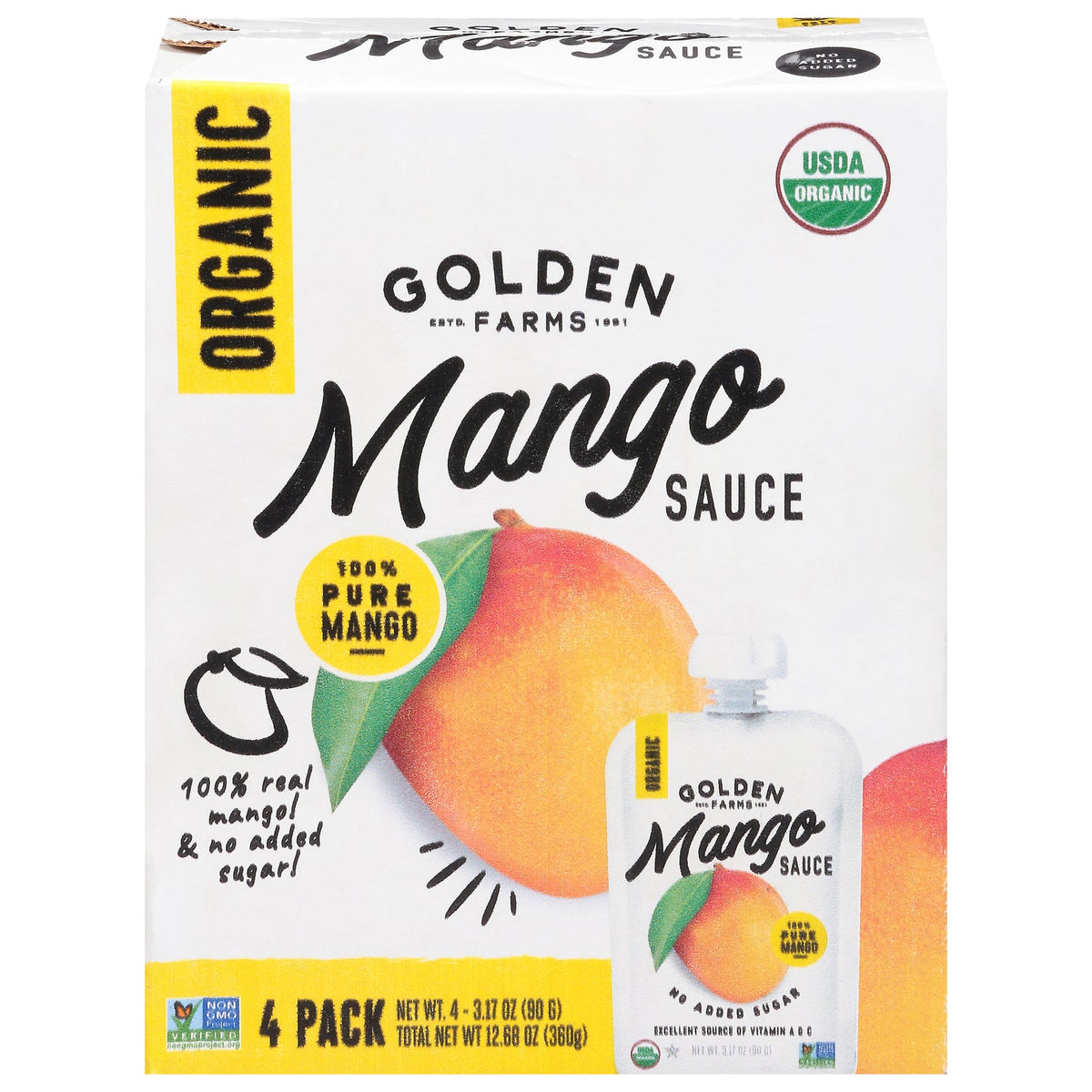 Golden Farms Organic Mango Sauce, 4 x 3.17 oz (Case of 6)
