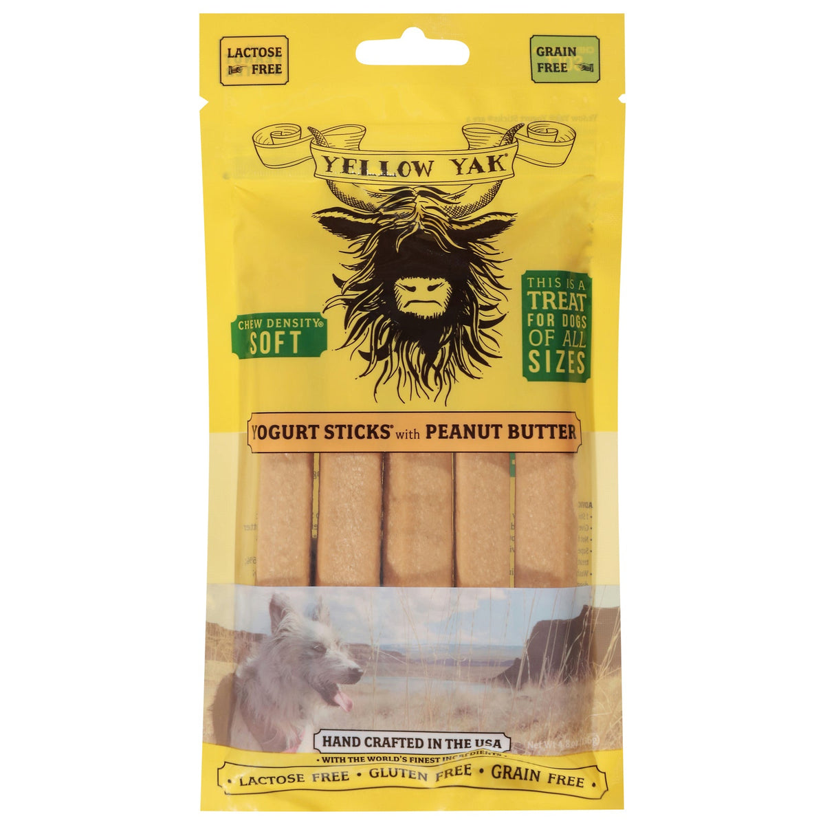 Yellow Yak Peanut Butter Yogurt Stick Dog Treats, 4.8 oz (Case of 5)