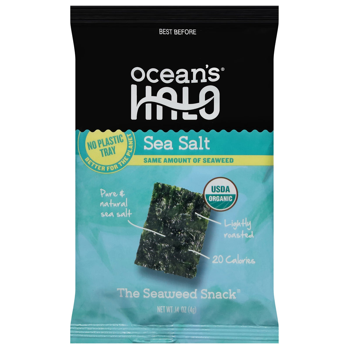 Ocean's Halo Organic Sea Salt Seaweed Snack, 0.14 oz (Case of 20)