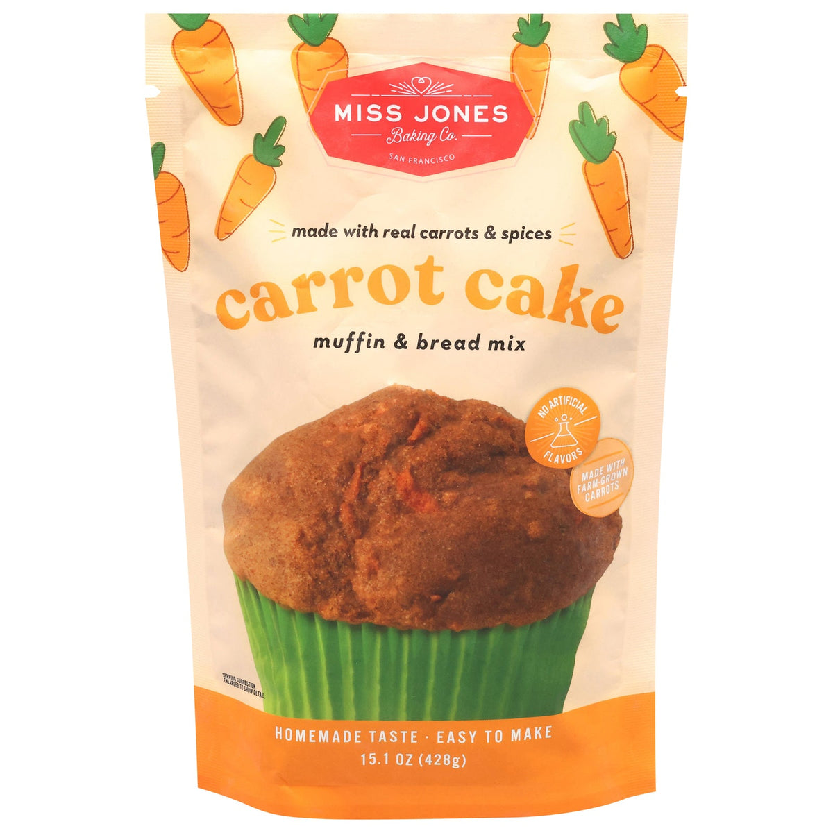 Miss Jones Baking Co. Carrot Cake Bread & Muffin Mix, 15.1 oz (Case of 6)