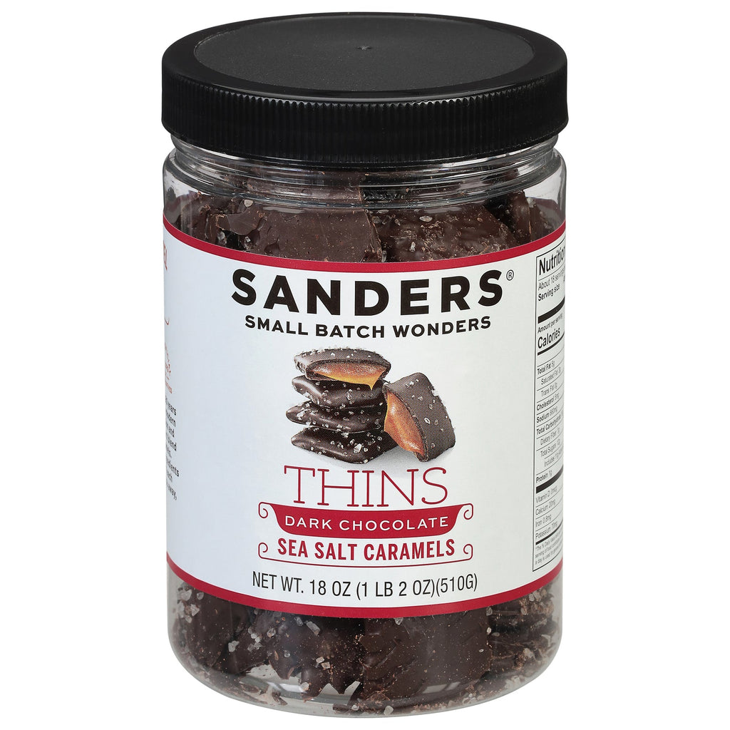Sanders Dark Chocolate Sea Salt Caramel Thins, 18 oz (Case of 6)