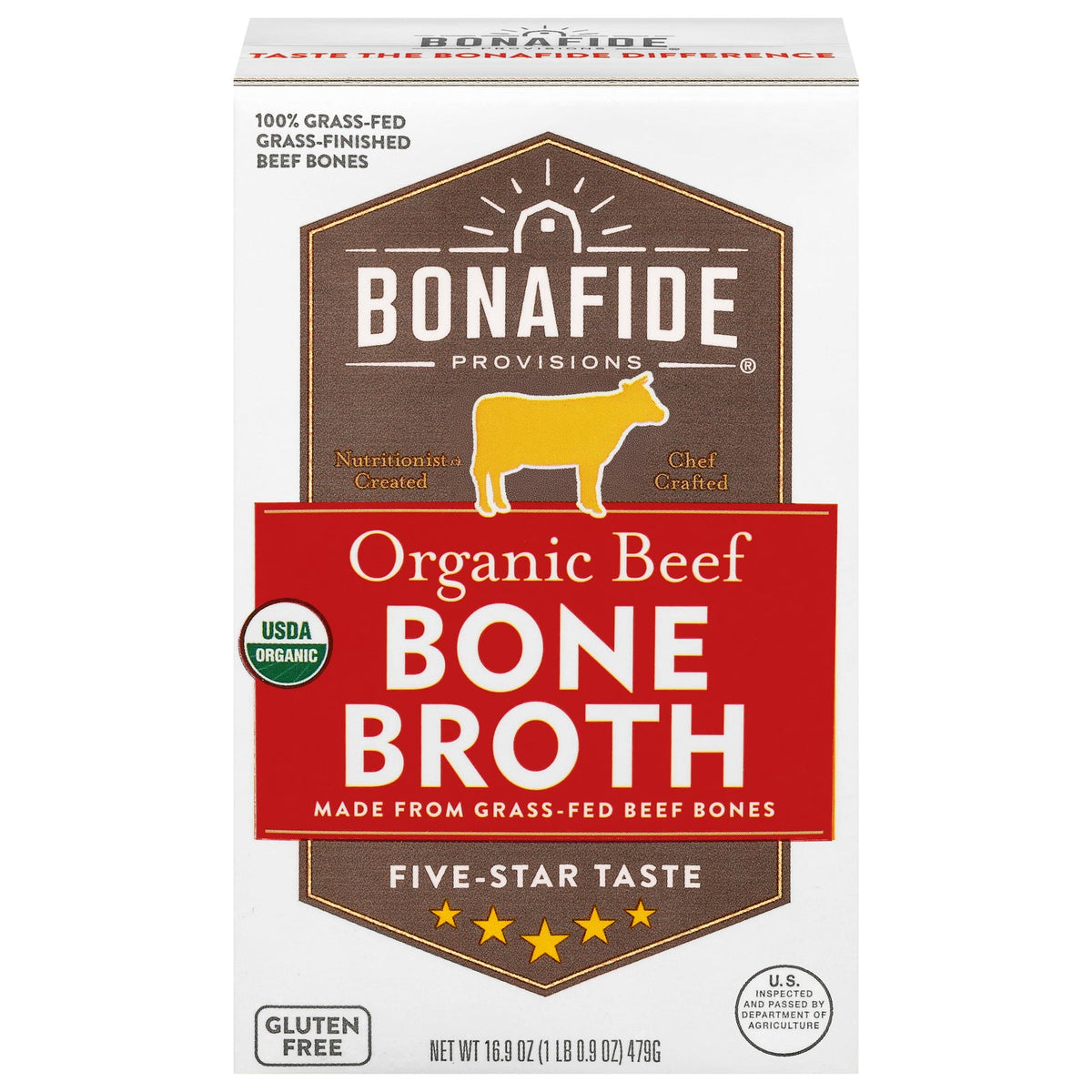Bonafide Provisions Organic Beef Bone Broth, 16.9 fl oz (Case of 6)