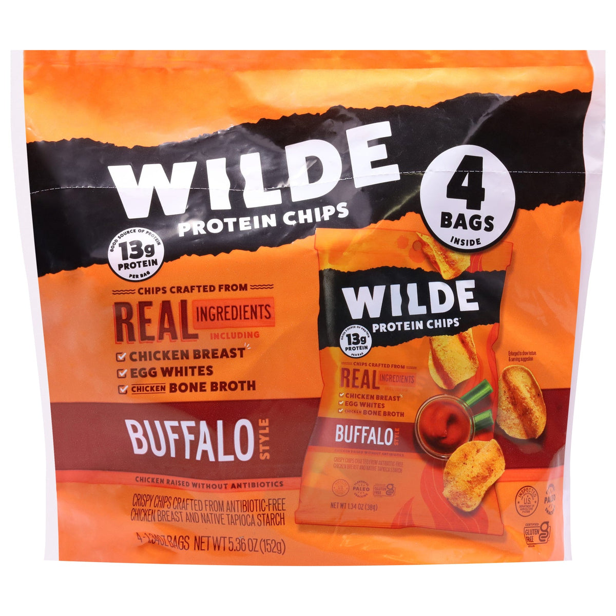 Wilde Buffalo Protein Chips, 4 x 1.34 oz (Case of 8)