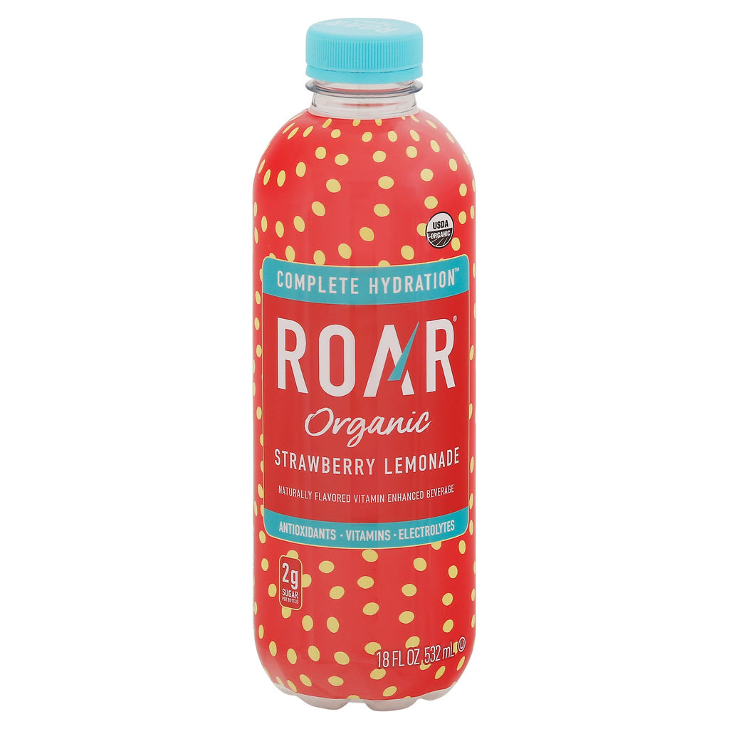 Roar Organic Strawberry Lemonade Water, 18 fl oz (Case of 12)