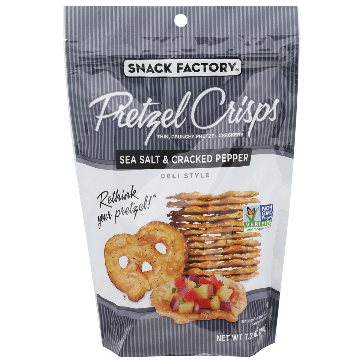 Pretzel Crisps Sea Salt & Pepper Pretzel Crackers, 7.2 oz (Case of 12)