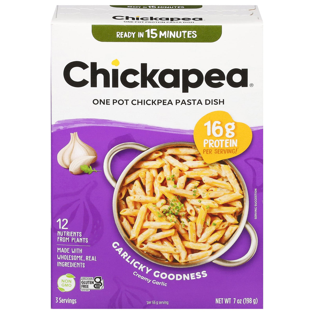Chickapea Creamy Garlic One-Pot Chickpea Pasta, 7 oz (Case of 6)
