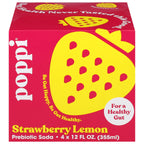 Poppi Strawberry Lemon Prebiotic Soda, 4 x 12 fl oz (Case of 6)