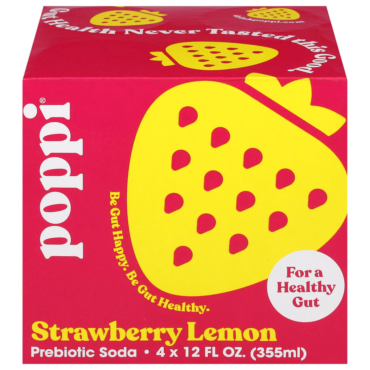 Poppi Strawberry Lemon Prebiotic Soda, 4 x 12 fl oz (Case of 6)