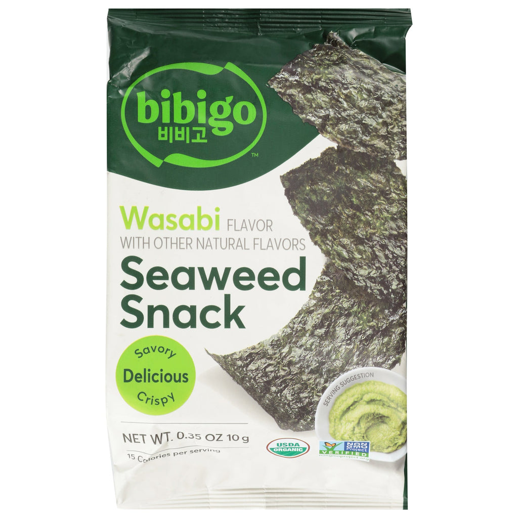 Bibigo Organic Wasabi Seaweed Snack, 0.35 oz (Case of 12)