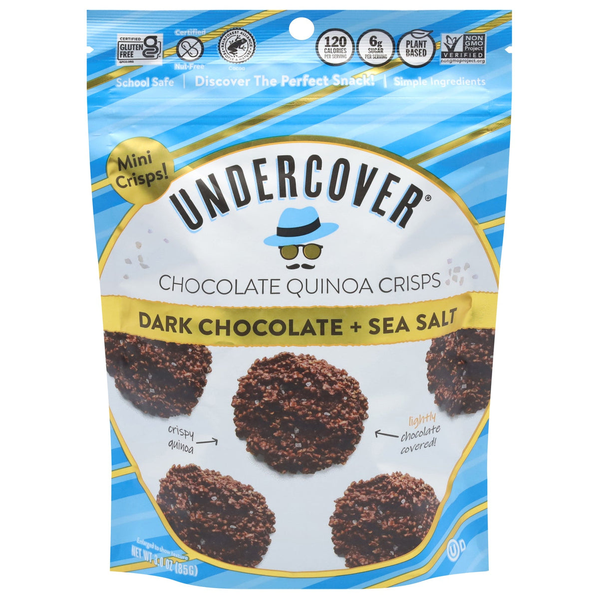 Undercover Chocolate Dark Chocolate Sea Salt Mini Crisps, 3 oz (Case of 12)