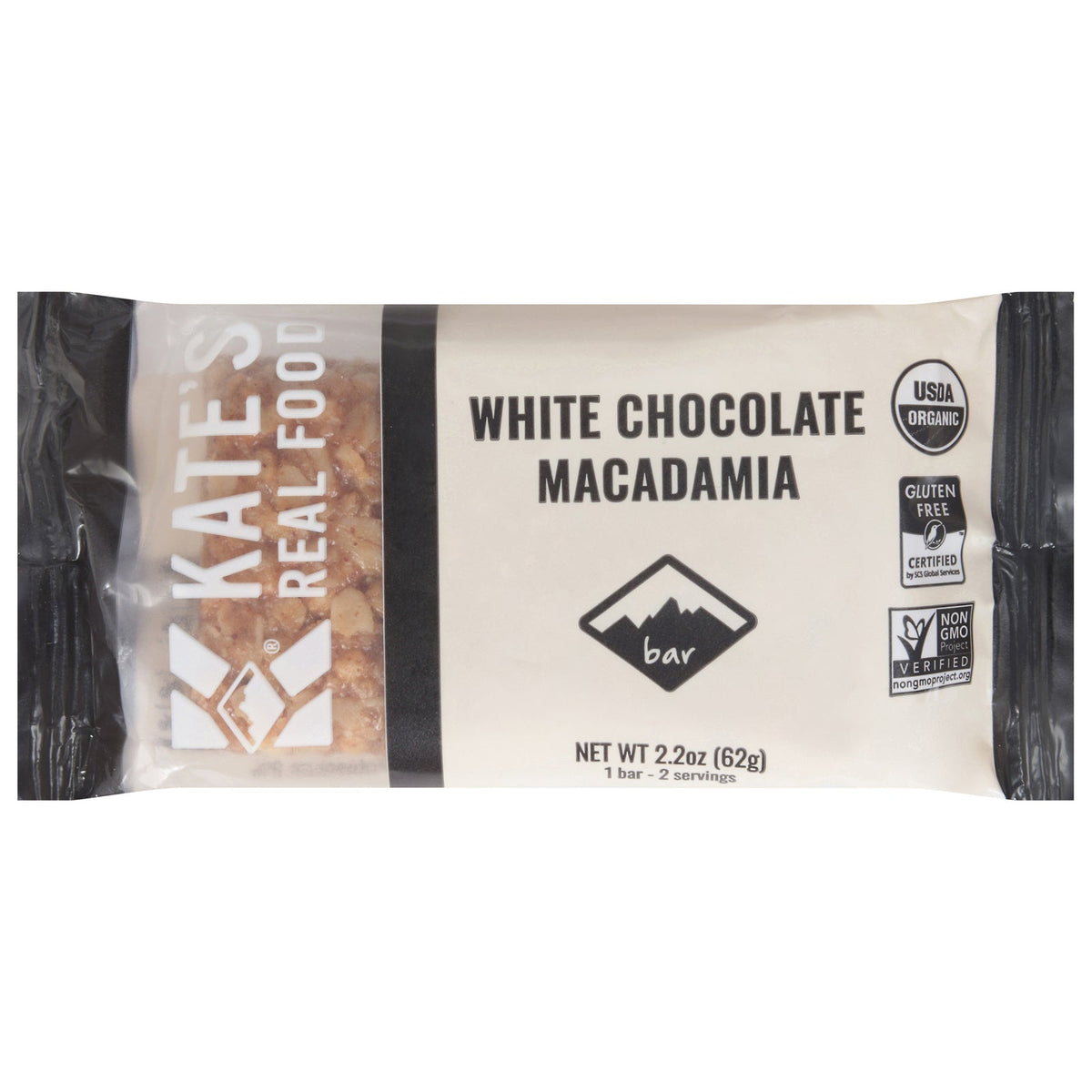 Kate's Real Food Organic White Chocolate Macadamia Bar, 2.2 oz (Case of 12)