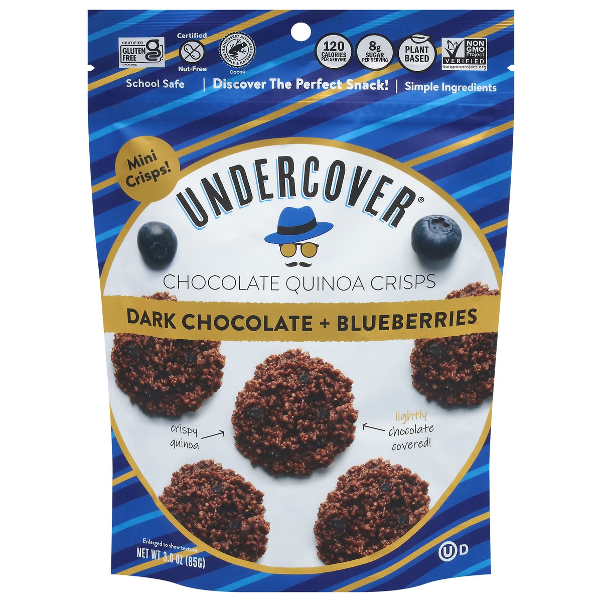 Undercover Mini Dark Chocolate Blueberry Crisps, 3 oz (Case of 12)