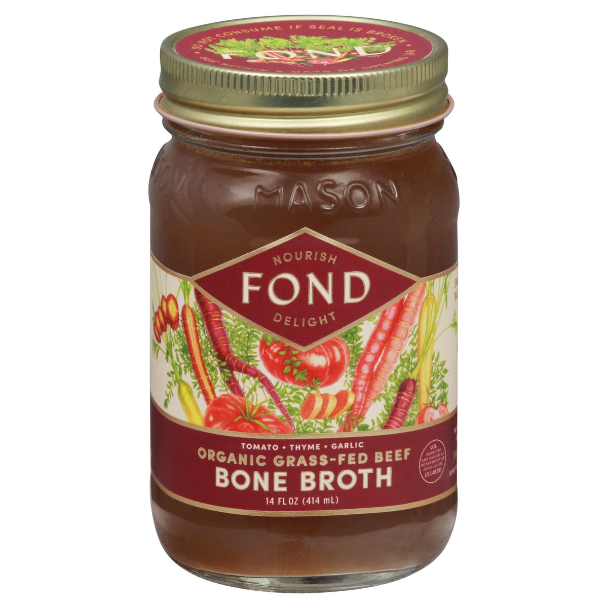 Fond Organic Tomato Thyme Garlic Beef Bone Broth, 14 fl oz (Case of 4)