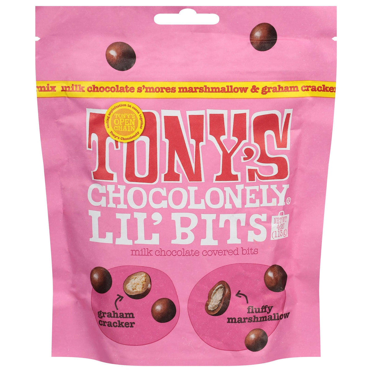 Tony's Chocolonely Lil' Bits Milk Chocolate S'mores, 4 oz (Case of 8)