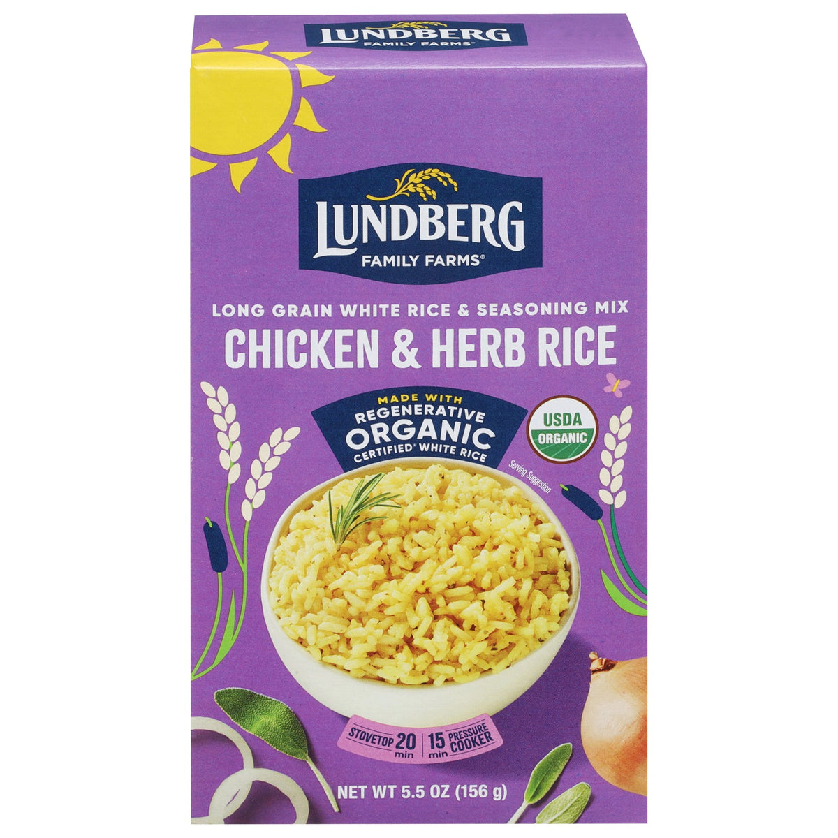 Lundberg Family Farms Organic Chicken Herb White Rice, 5.5 oz (Case of 6)