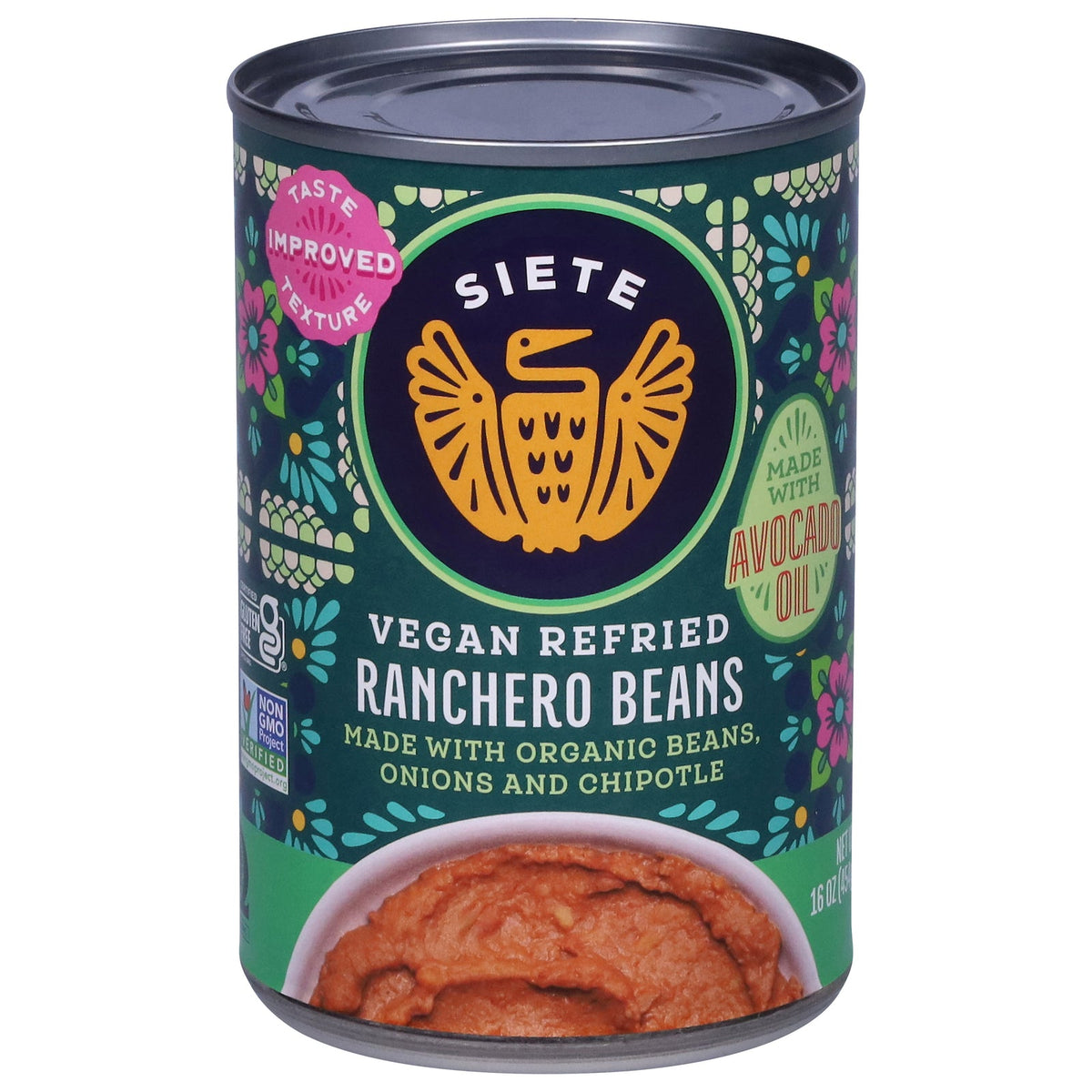 Siete Ranchero Refried Beans, 16 oz (Case of 12)