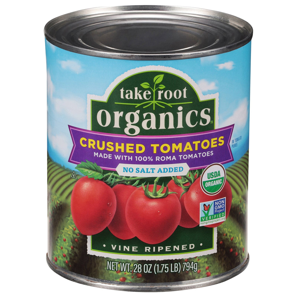 Take Root Organics No Salt Crushed Tomatoes, 28 oz (Case of 6)