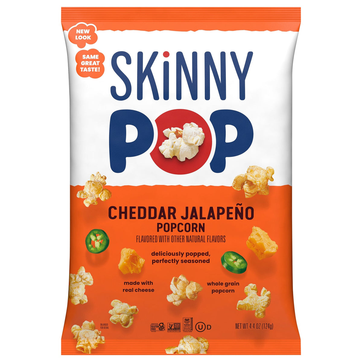 SkinnyPop Cheddar Jalapeno Popcorn, 4.4 oz (Case of 12)