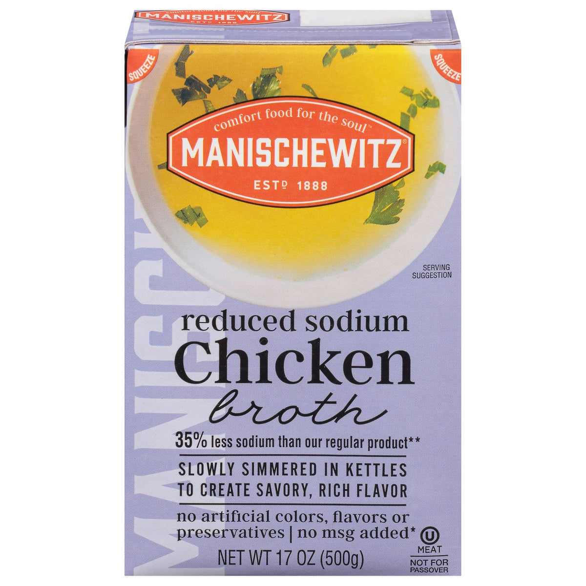 Manischewitz Low Sodium Chicken Broth, 17 fl oz (Case of 12)