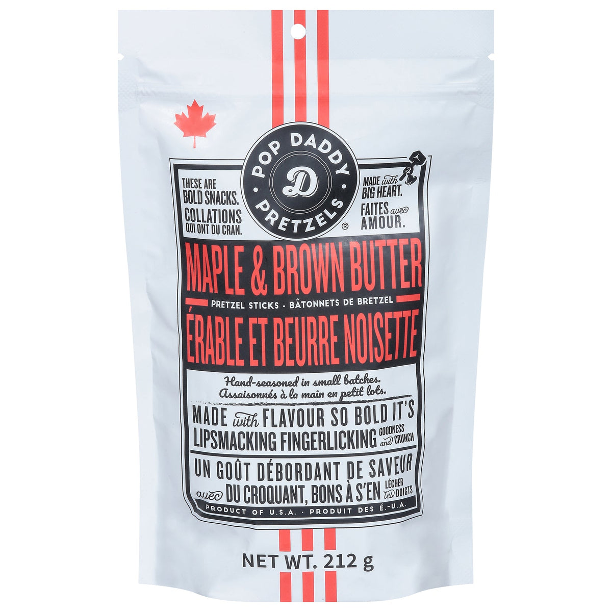 Pop Daddy Maple & Brown Butter Pretzel Sticks, 7.5 oz (Case of 12)