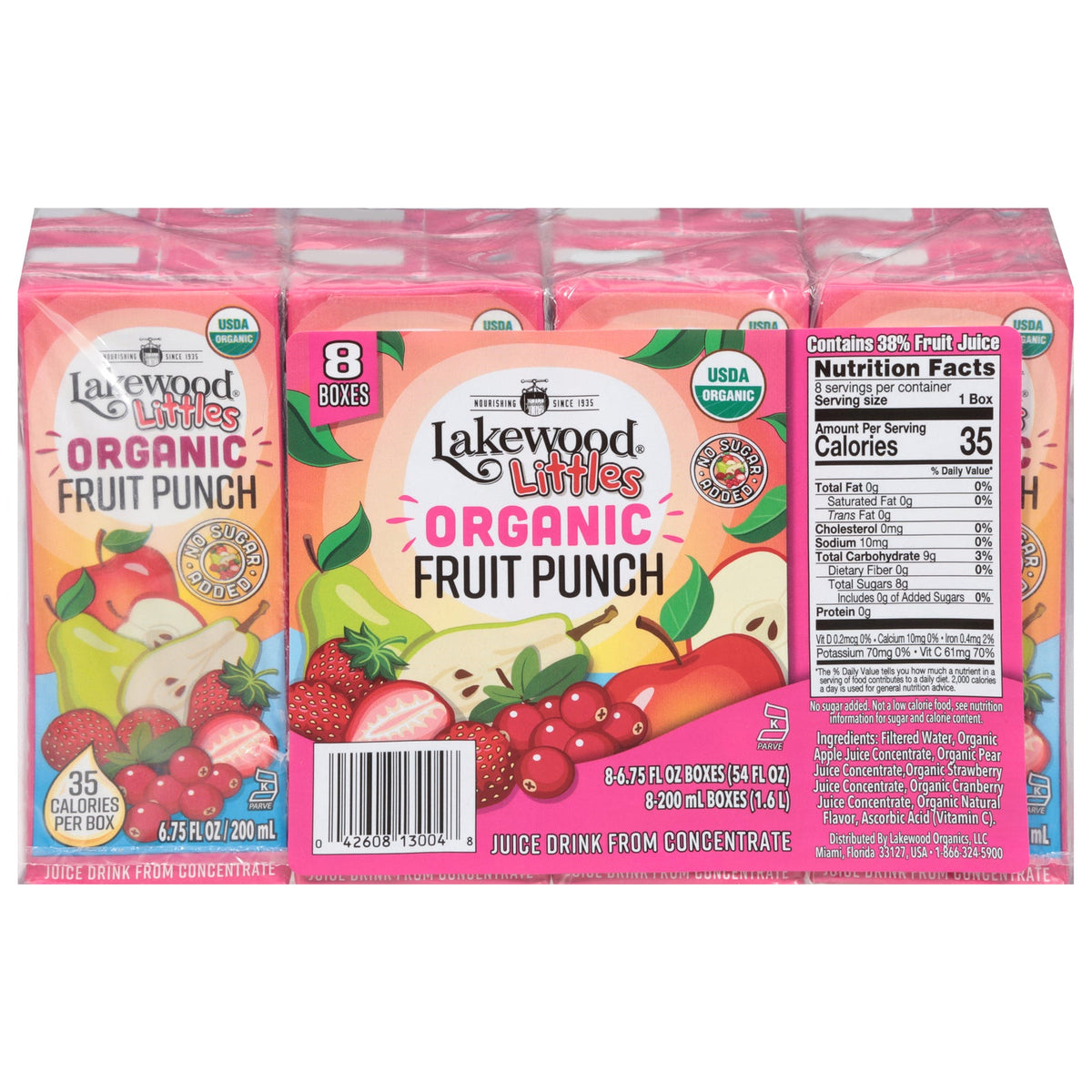Lakewood Organic Fruit Punch Juice Littles, 8 x 6.75 oz (Case of 4)