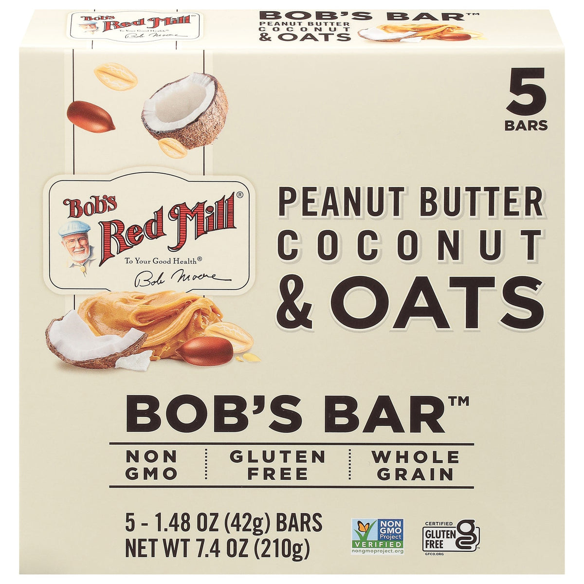 Bob's Red Mill Peanut Butter Coconut Oat Bars, 7.4 oz (Case of 6)