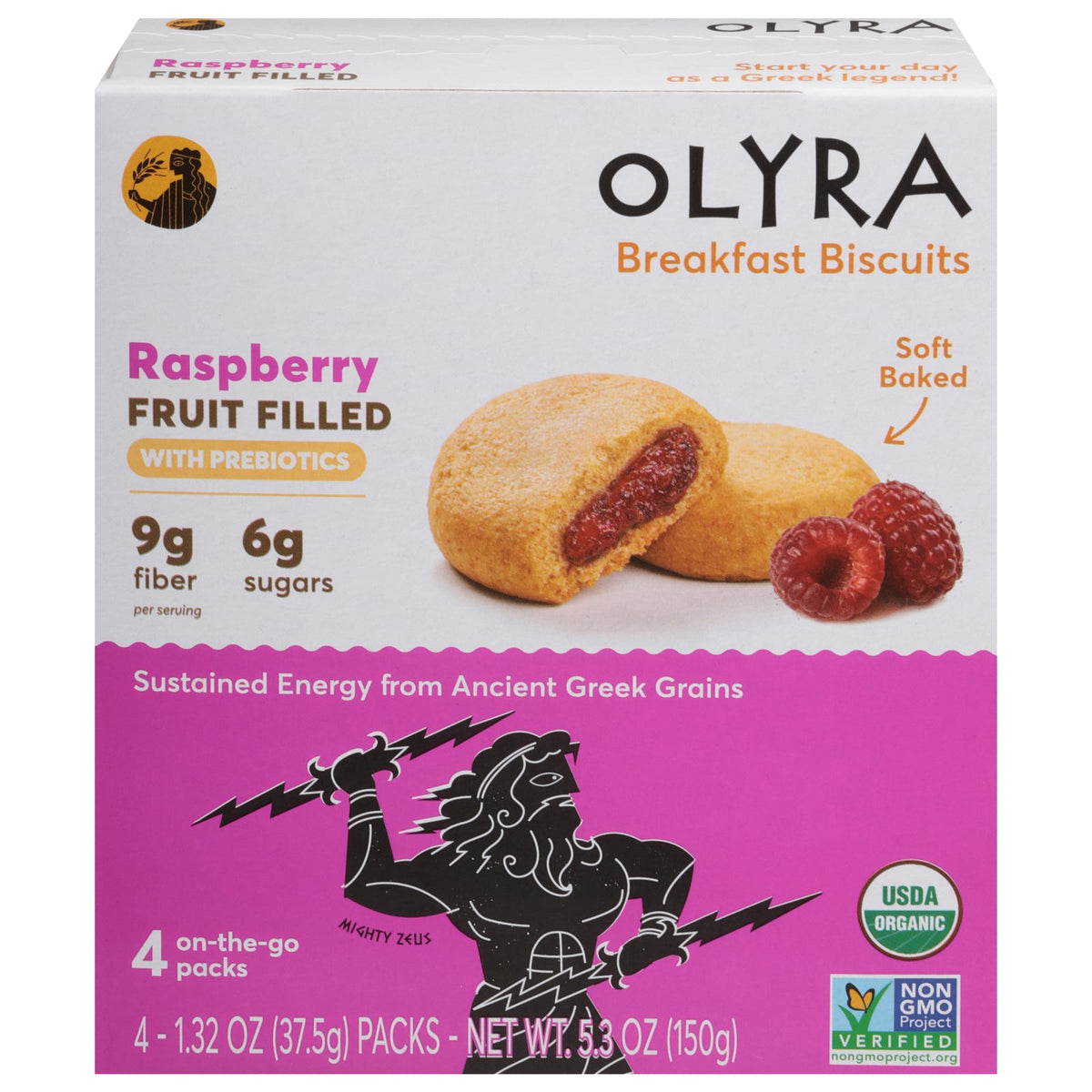 Olyra Organic Raspberry Breakfast Biscuits, 5.3 oz (Case of 6)