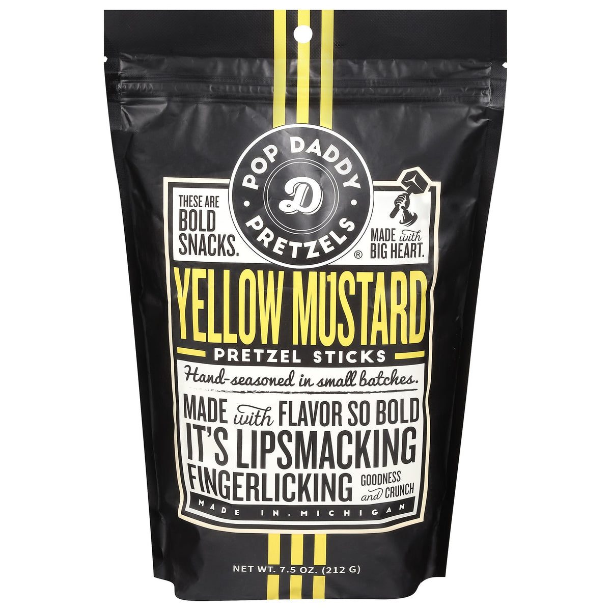Pop Daddy Yellow Mustard Pretzel Sticks, 7.5 oz (Case of 12)