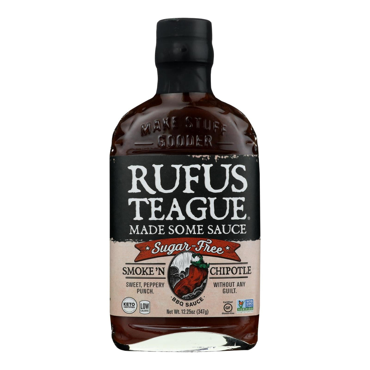Rufus Teague Smoked 'N Chipotle BBQ Sauce (Case of 6) - 13 Oz Bottles - Gluten-Free, Kosher, GMO-Free Barbecue Marinade & Rub