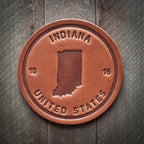 Indiana State Silhouette Leather Coaster