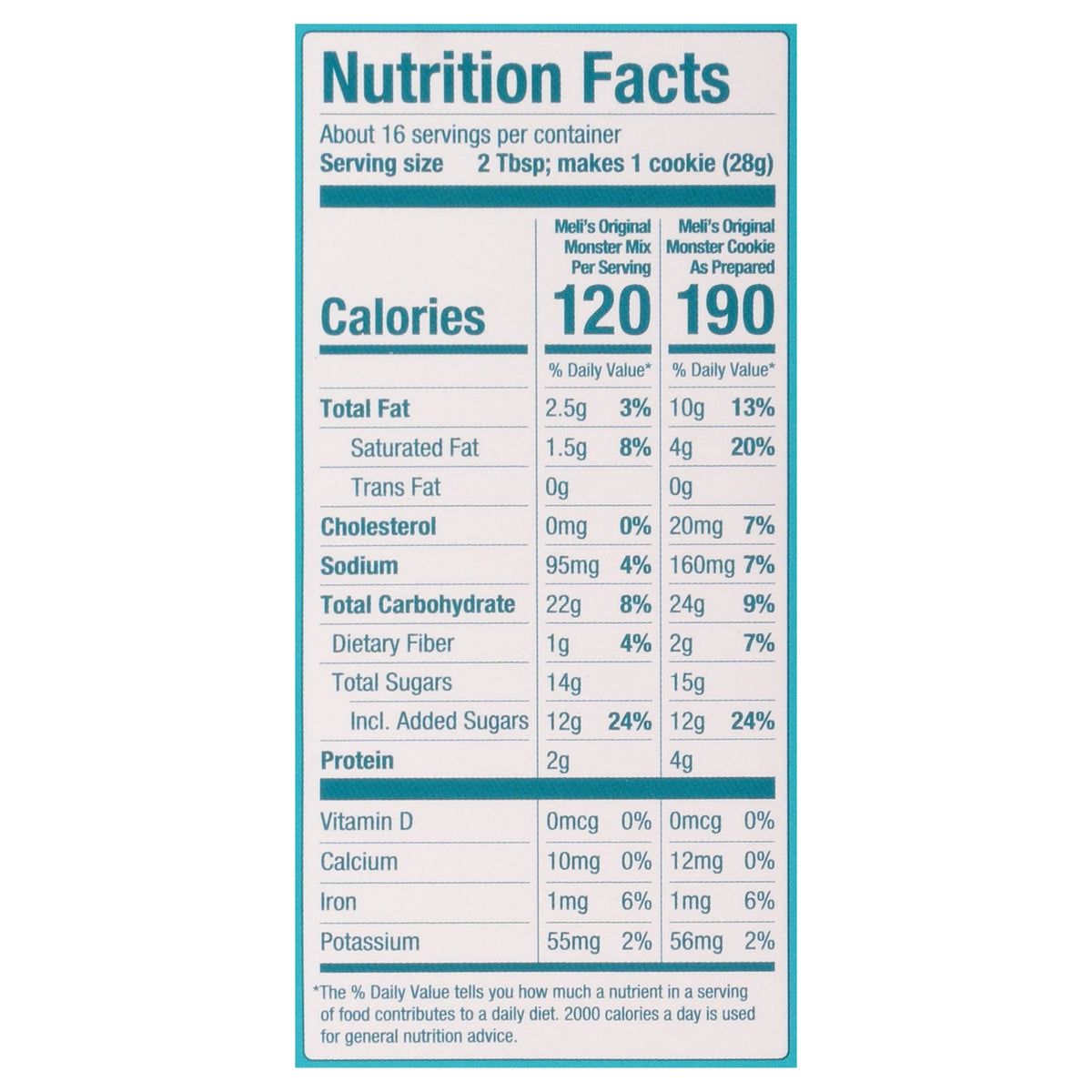 Meli's Monster Cookies Original Dry Cookie Mix, 16 oz (Case of 6)