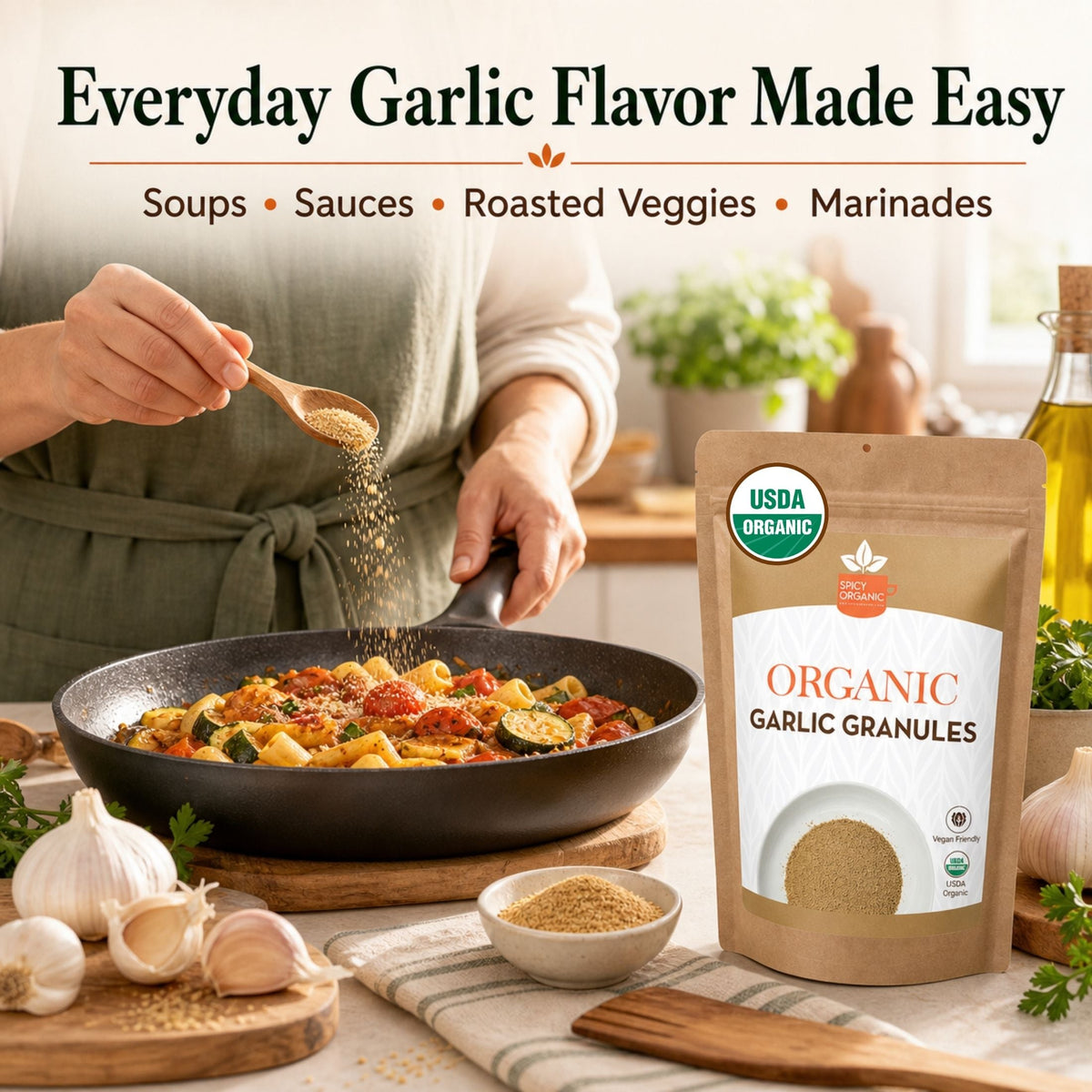 Organic Garlic Granules – For Marinades, Rubs & Roasting