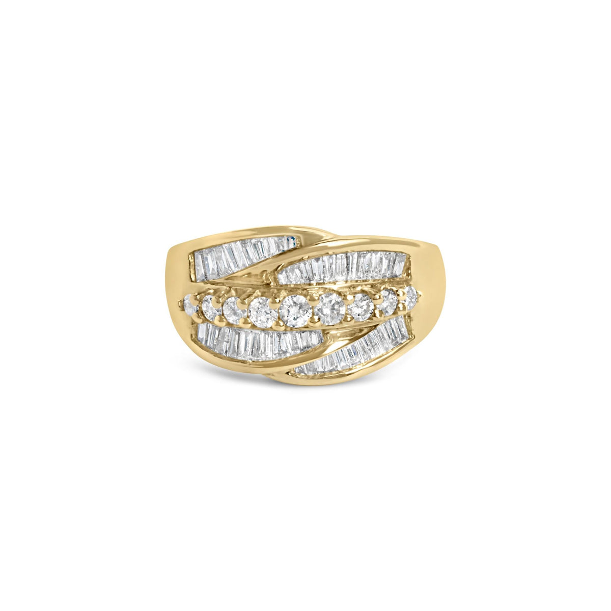 14K Yellow Gold 1.00 Cttw Diamond Cocktall Cluster 5 Stone Ring (H-I Color, SI1-I1 Clarity) - Ring Size 7