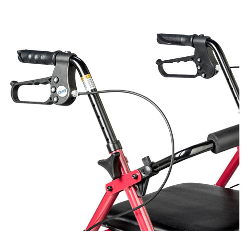 Drive Rollator Walker 4-Wheel, Padded Seat, Pouch, Adjustable Height - Red