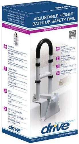 Adjustable Tub Rail Clamp-On Grab Bar - 14-17 Inch Height, 300 Lb Capacity
