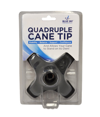Stand Up Cane Tip - Quad Base - 3/4 Inch - Enhanced Traction & Stability