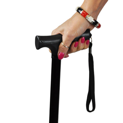 Folding Cane with Comfort Grip, Black, 33-37 Inch Adjustable - Includes Carry Pouch