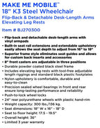 18" K3 Wheelchair with Elevating Leg Rests, Adjustable Seat Depth & Flip-Back Arms
