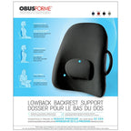 Obusforme Lowback Backrest Support - Black Lumbar Cushion for Posture & Comfort