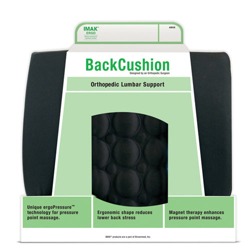 IMAK Back Cushion Black with Pressure Points - Lumbar Support for Car & Office
