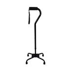 Blue Jay Quad Cane - Large Base, 300 lb Capacity, Ergonomic Grip, Black
