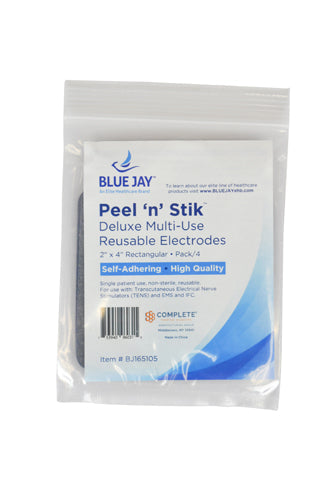 Blue Jay Reusable TENS Electrodes, 2 x 4 in Rectangle, 4 ct