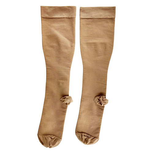 30-40 mmHg Compression Stockings - Medium, Beige, Below Knee, Closed Toe