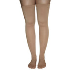 20-30 mmHg Thigh High Compression Stockings with Garter Top - Firm Support, Closed Toe - Small - Beige