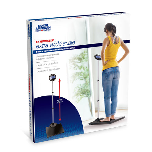Extendable Digital Bathroom Scale with Wide Platform, 550 lb Capacity