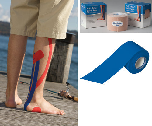 Body Armor Kinesiology Tape - 2 in x 16.5 ft Blue - Elastic Athletic Sports & Injury Support