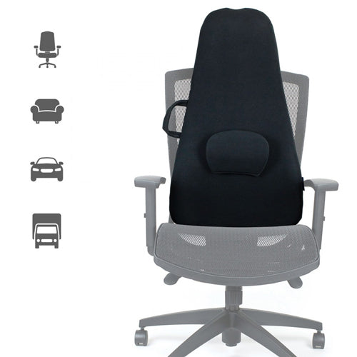 Obusforme Highback Backrest Support - Lumbar Cushion for Back & Neck Pain Relief, Black