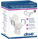 3 in Raised Toilet Seat with Arms for Elongated Toilets, 300 lb Capacity